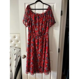 Ava & Aiden Red Floral off the shoulder dress size XL
